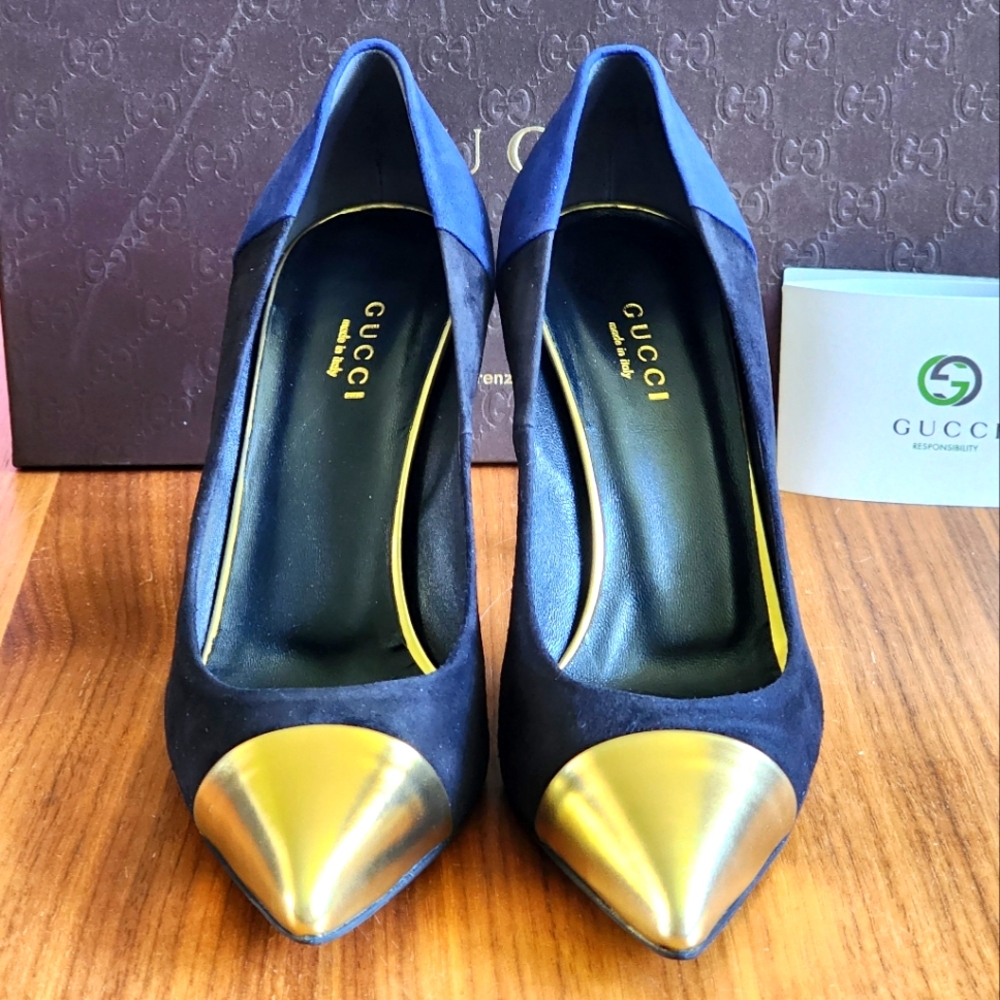 $850 New Auth Gucci Women Black Suede Horsebit Stilleto Pumps EU 37 US 7
